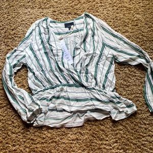 Boutique brand top. Never worn. Green/navy/white striped.